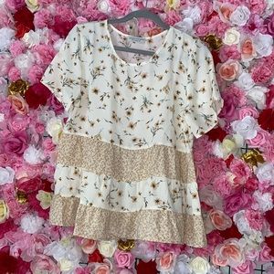 Large Paper Crane flower blouse